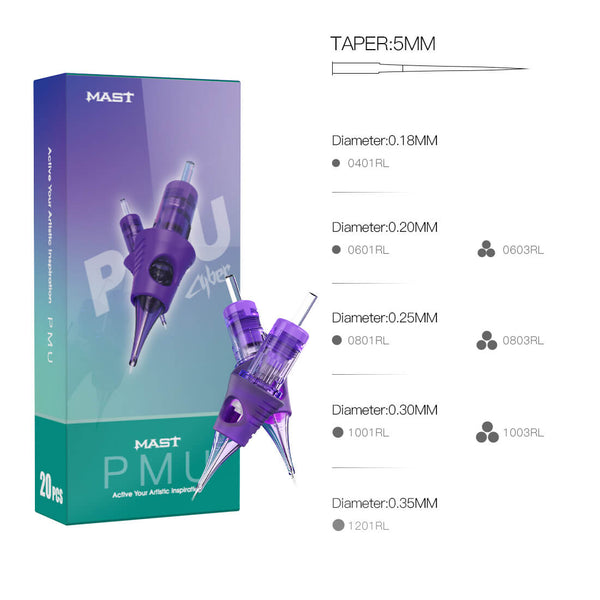 MAST CYBER | PMU CARTRIDGE NEEDLES ROUND LINER RL - BOX OF 20