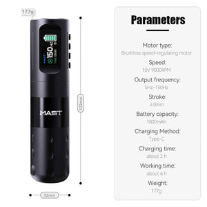 MAST WING | Wireless SMP Machine With Brushless Motor 4.0MM Stroke Scalp Micropigmentation