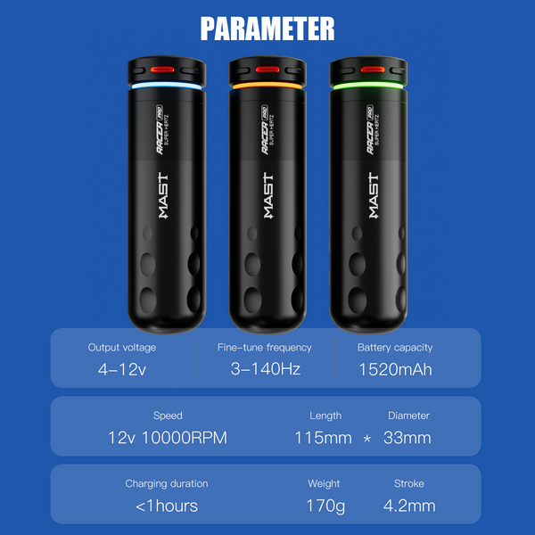 MAST Racer Pro | Cordless PMU & Tattoo Machine With Mcore-Pro Motor