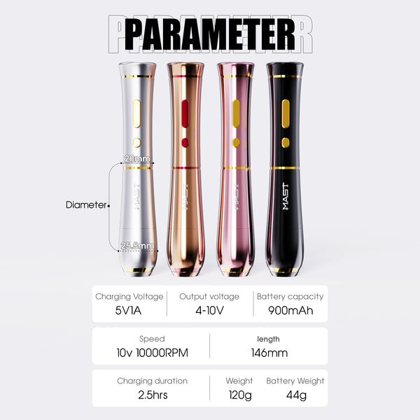 MAST P40 | Wireless Rotary PMU Pen Machine With Digital Display