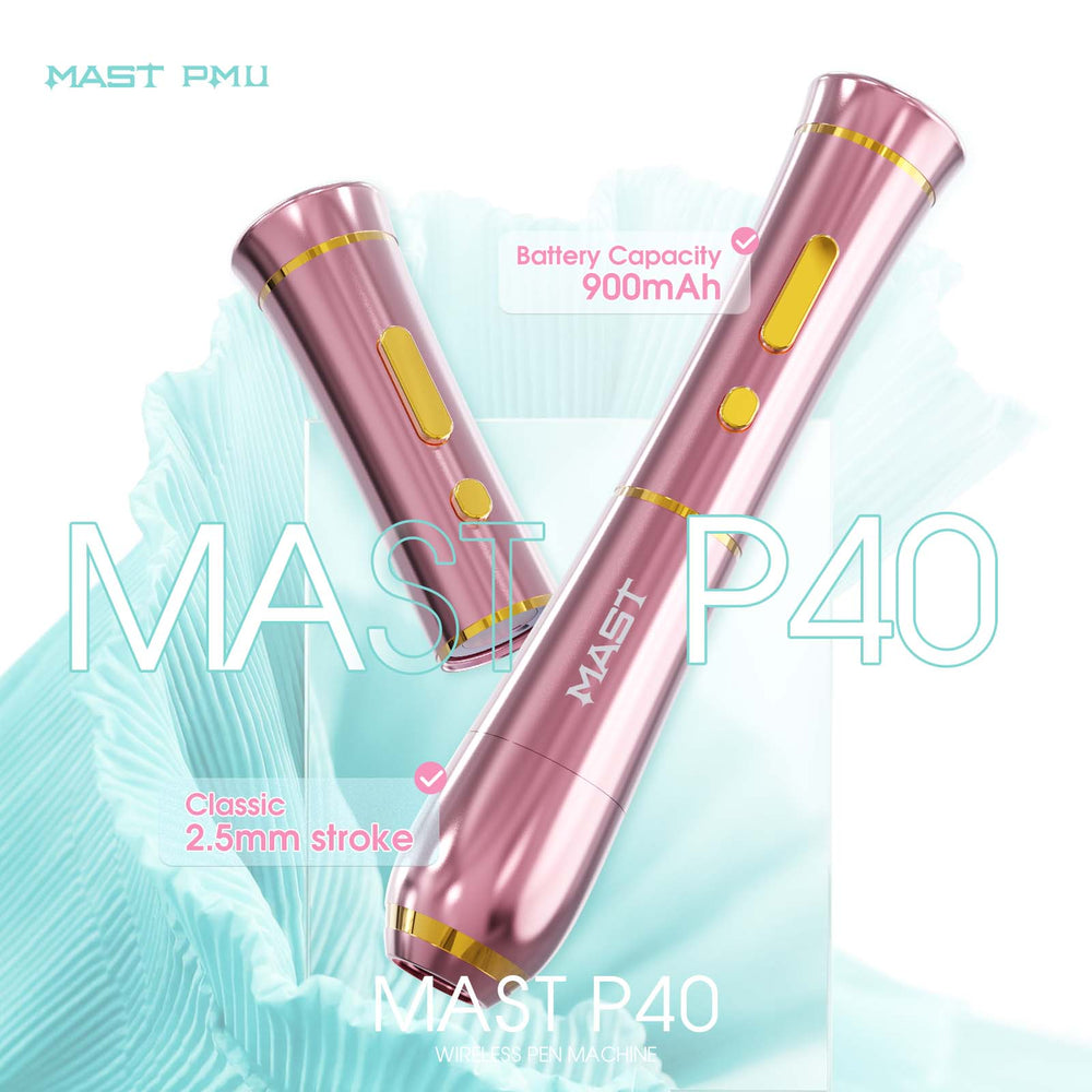Mast P40 |  Wireless Tattoo Pen Machine Rotary Tattoo Gun Pink Color Lightweight Digital Display Slim Frame for Women Aritst