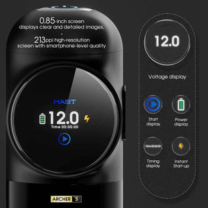 Mast Archer S ｜ Mast Tattoo Gun Archer S Super Fast Charging Wireless Pro Tattoo Pen Machine, 290g.cm Torque Powerful Brushless Mcore Motor, 4.2mm Strokes Length Compact for Tattoo Artists