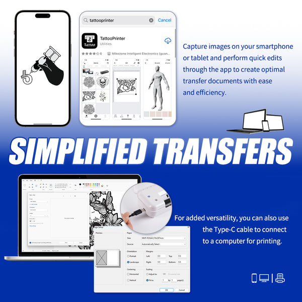 Mast Stencil Printer ｜Tattoo Wireless Transfers with Bluetooth & USB