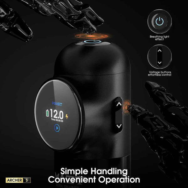 Mast Archer S ｜ Mast Tattoo Gun Archer S Super Fast Charging Wireless Pro Tattoo Pen Machine, 290g.cm Torque Powerful Brushless Mcore Motor, 4.2mm Strokes Length Compact for Tattoo Artists