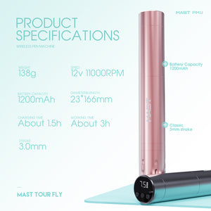 MAST TOUR FLY | WIRELESS ROTARY PMU PEN MACHINE WITH 3.0MM STROKE