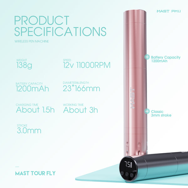 MAST TOUR FLY | WIRELESS ROTARY PMU PEN MACHINE WITH 3.0MM STROKE