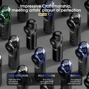 Mast Archer S ｜ Mast Tattoo Gun Archer S Super Fast Charging Wireless Pro Tattoo Pen Machine, 290g.cm Torque Powerful Brushless Mcore Motor, 4.2mm Strokes Length Compact for Tattoo Artists