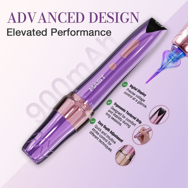 MAST P60 | Wireless Tattoo Pen Machine With 2.2MM-3.2MM Adjustable Strokes Permanent Makeup(With RCA adapter)