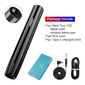 MAST TOUR Y22 | Cordless Tattoo Pen Machine Kit - Professional Rotary Cartridges Tattoo Pen