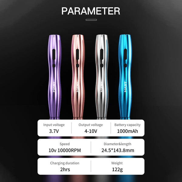 Mast P20 Wireless Tattoo Pen Machine Gun Rotary Tattoo Coreless Motor by Mcore Slim Tattoo Pen with Replaceble 2 Batteries for Women Aritsts