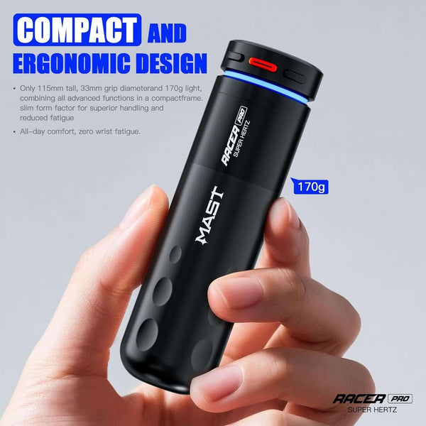 MAST RACER PRO | Cordless PMU  Gun Machine Battery 3-140hz Adjust Soft Hard Mode Mcore-Pro Motor Cartridge Tattoo Machine - MASTPMU