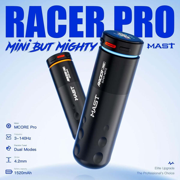 MAST RACER PRO | Cordless PMU  Gun Machine Battery 3-140hz Adjust Soft Hard Mode Mcore-Pro Motor Cartridge Tattoo Machine - MASTPMU