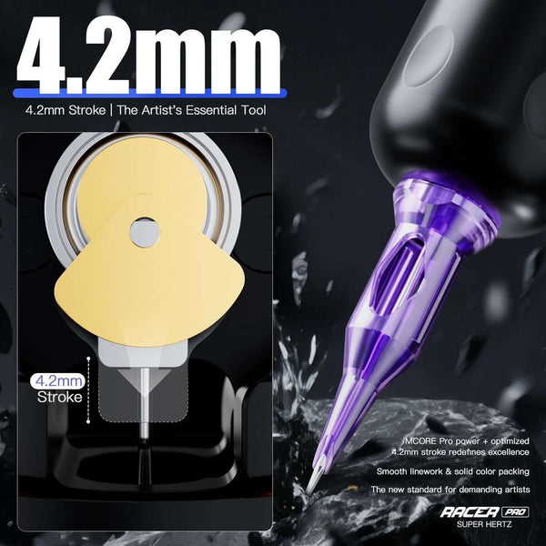MAST RACER PRO | Cordless PMU  Gun Machine Battery 3-140hz Adjust Soft Hard Mode Mcore-Pro Motor Cartridge Tattoo Machine - MASTPMU