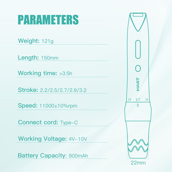 MAST P60 | WIRELESS PMU PEN MACHINE WITH 2.2MM–3.2MM ADJUSTABLE STROKES